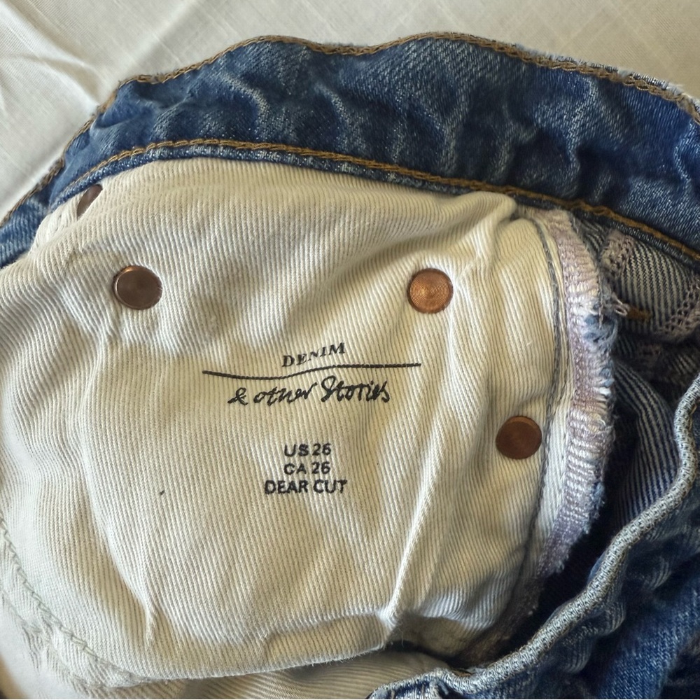 & Other Stories Dear Cut Wide Leg High Rise Blue Jeans Size 26 - Picture 11 of 11